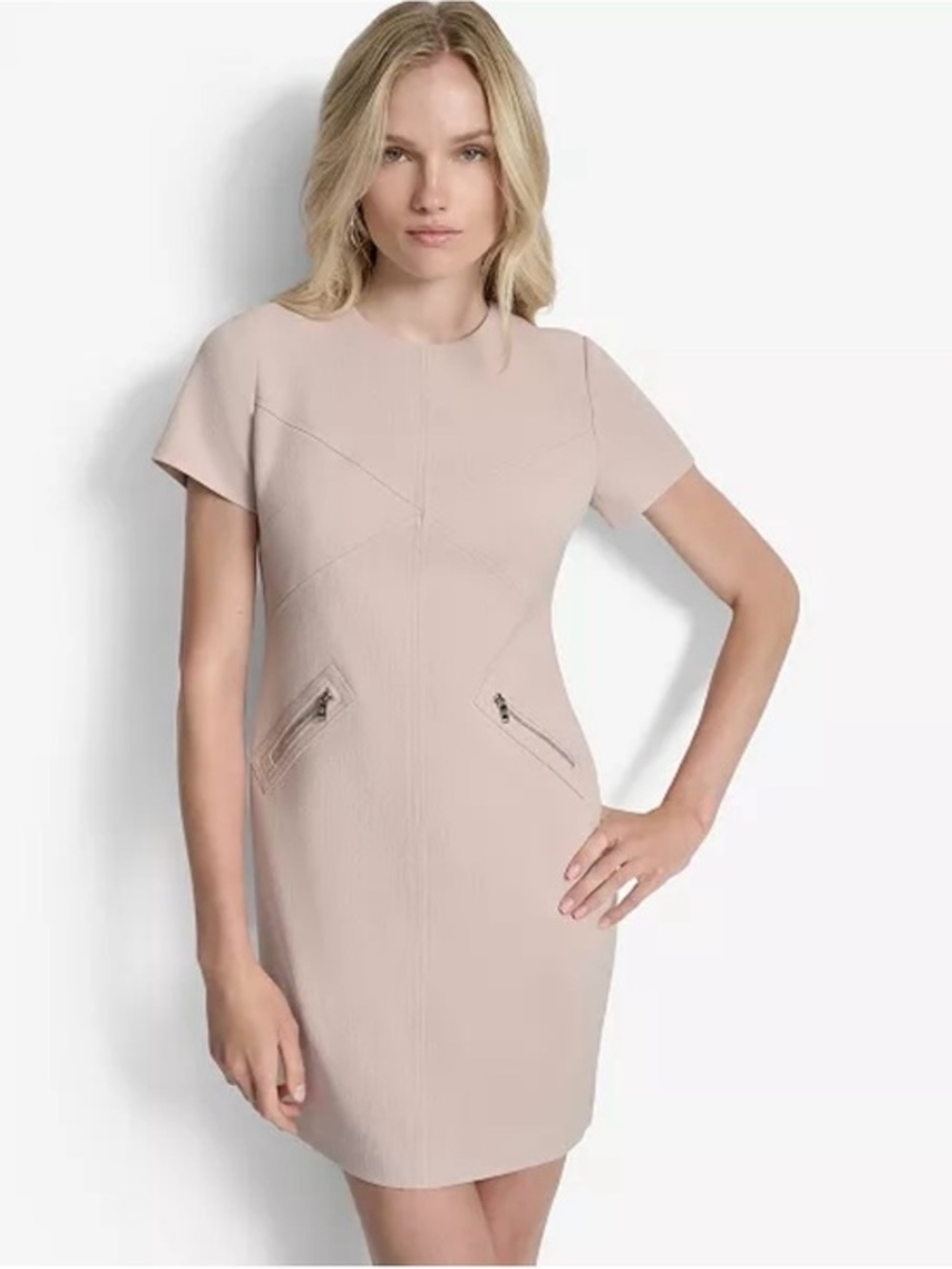 DKNY  Beige Short-Sleeve Sheath Dress size 12 NWT